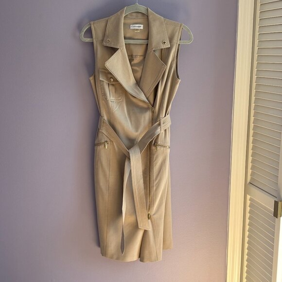 Calvin Klein Moto Belted Sleeveless Sheath Dress - New Without Tags - Picture 1 of 7